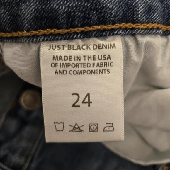 Just Black Denim Flex Waist Mid Rise Jeans with Fringe Ankles Hems Size 24 - Picture 7 of 15